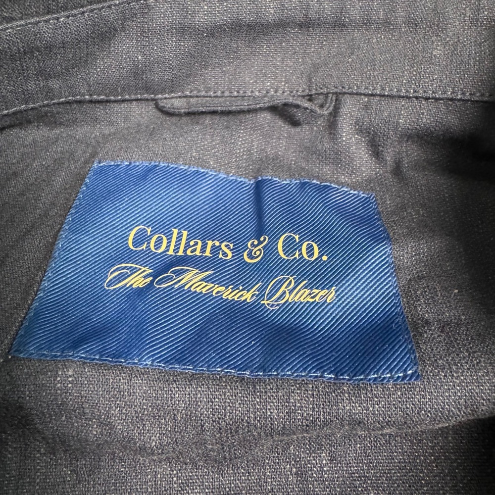 NWT Collars & Co The Maverick Blazer Linen Blend Button Front Jacket XXL Navy - Picture 2 of 12